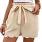 Short festonné à lacets de couleur unie pour femme
