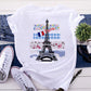 Fashion Eiffel Tower Print Women's Short Sleeve
