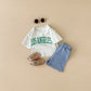 Summer Baby Letter Print Short-sleeve Top Denim Shorts Suit