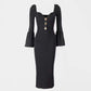 Classic Style Ladies Square Collar Long Sleeve One-step Dress