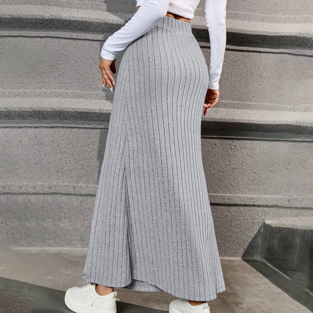 Women's Simple Commuting Pencil Skirt Autumn Winter New Versatile High Waist Flowy Long Skirt
