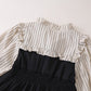 Fake Two-piece Korean Striped Contrast Color Long Sleeve Skirt
