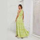 Sexy Round-Neck Lace-Up Printed Long Dress Robe