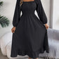 Elegant Casual Ruffled Solid Color Square Collar Large Swing Dress