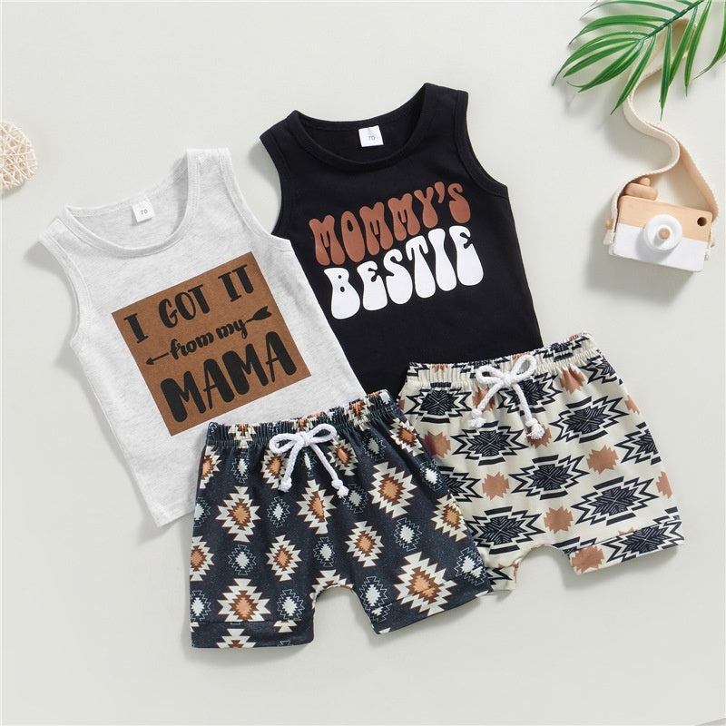 Baby Sleeveless Vest Printed Casual Two-piece Suit