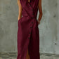 Slim-fit Elegant Single-breasted Dress With A Stand-up Collar For Women