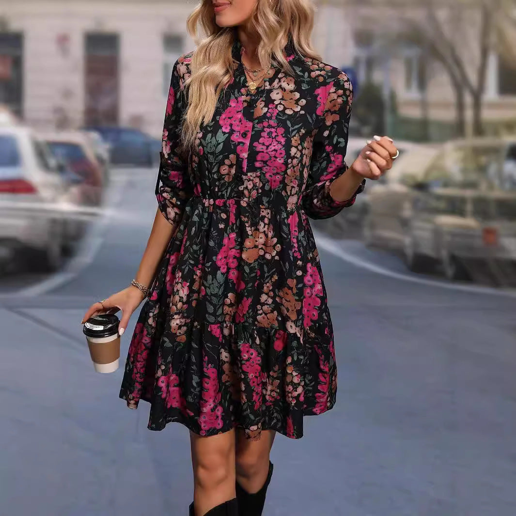 Robe chemise imprimée élégante pour femme, nouvelle collection automne