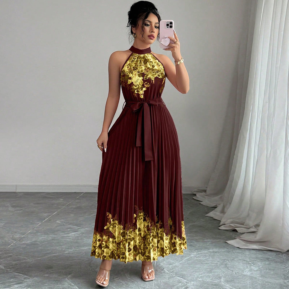 Women's Fashionable Printed Pleated Dress