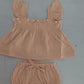 Girls' Solid Color Sling Top Pants Suit