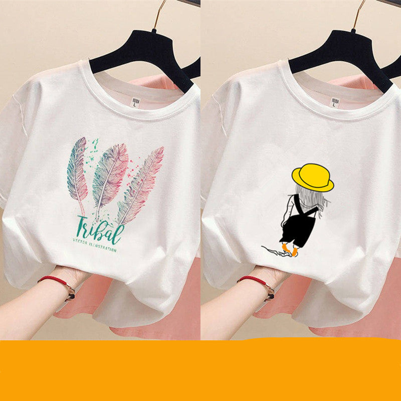Women's loose ins trendy white short-sleeved t-shirt