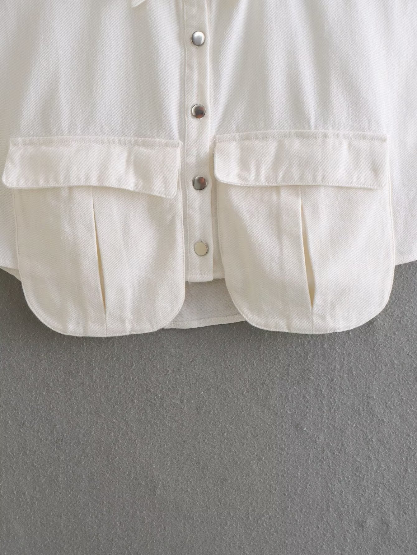 Fall Women's Clothing Double Pocket Decorative Denim Top