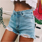 Short en jean déchiré classique et rétro pour femme