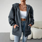 Veste cardigan à capuche décontractée avec poches, manteau de sport ample pour femme, vêtements d'extérieur solides, hiver et automne
