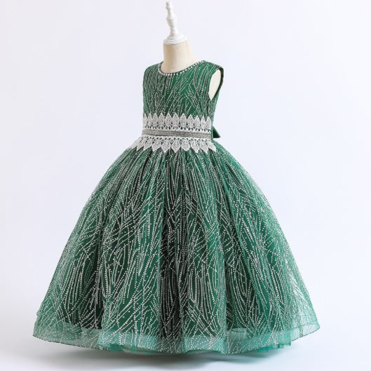 Robe de princesse pour filles, costumes de piano à fleurs pour hôtesse