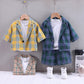 BOys Personality Lapel Three Piece Cardigan Suit