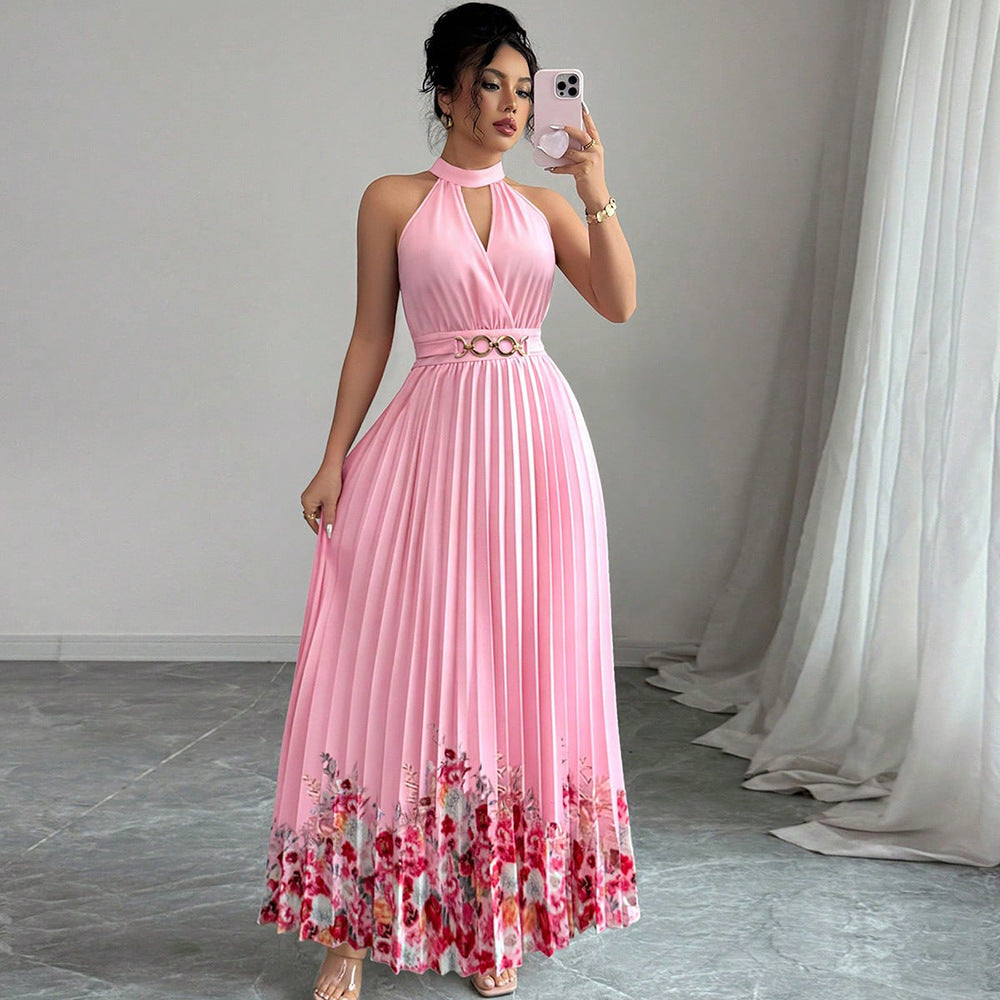 Women's Fashionable Printed Pleated Dress