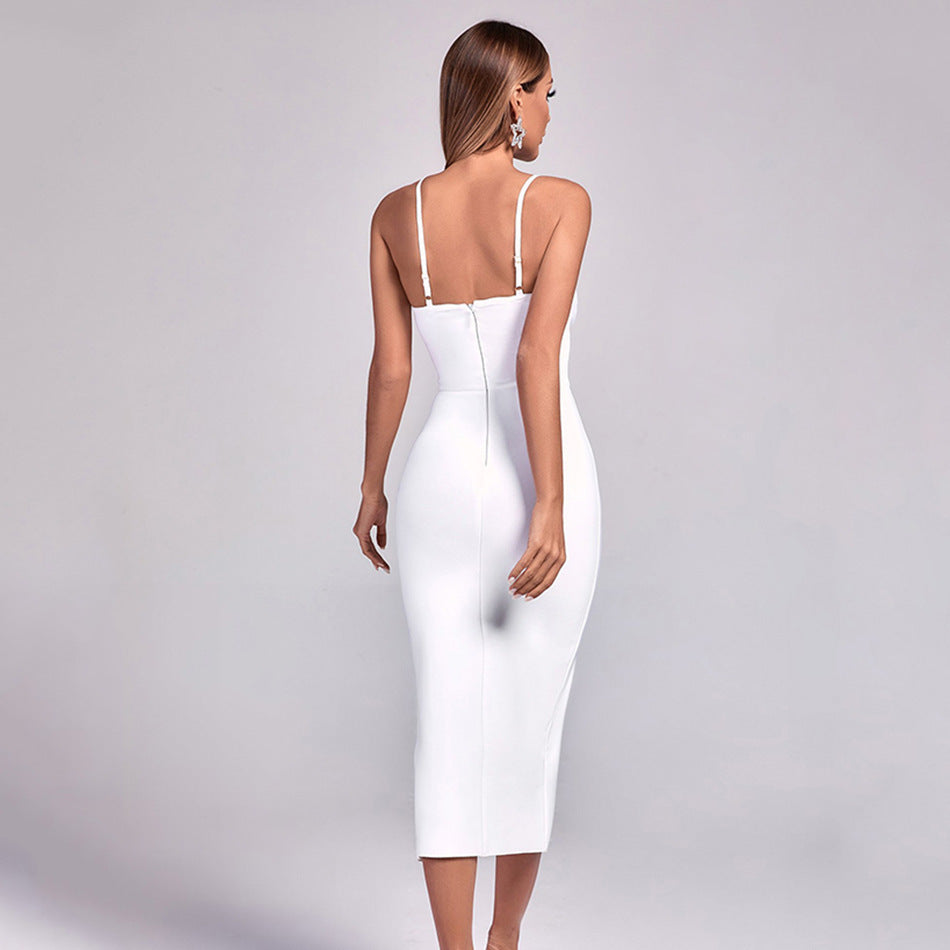 European And American Diamond-encrusted Ladies Temperament Sling Bandage Dress