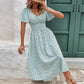 Summer Floral Puff-Sleeve V-Neck Dress