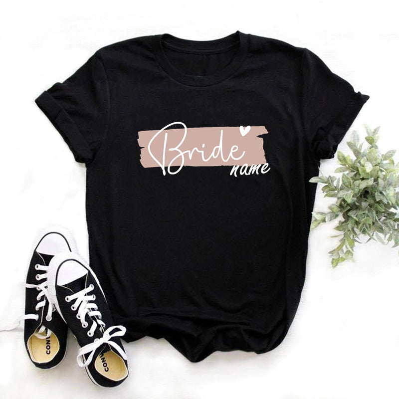 T-shirt imprimé à manches courtes pour femme, idéal pour un enterrement de vie de jeune fille avant le mariage