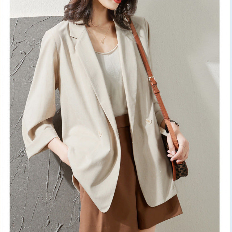 Haut de costume ample et respirant beige, résistant au soleil et assorti