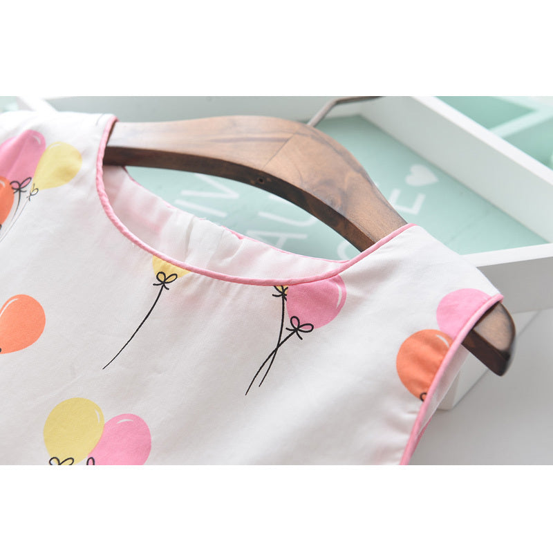 Girls' round neck sleeveless vest skirt