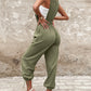 Cotton And Linen Back Strap Buckle Multi-pocket Workwear Jumpsuit
