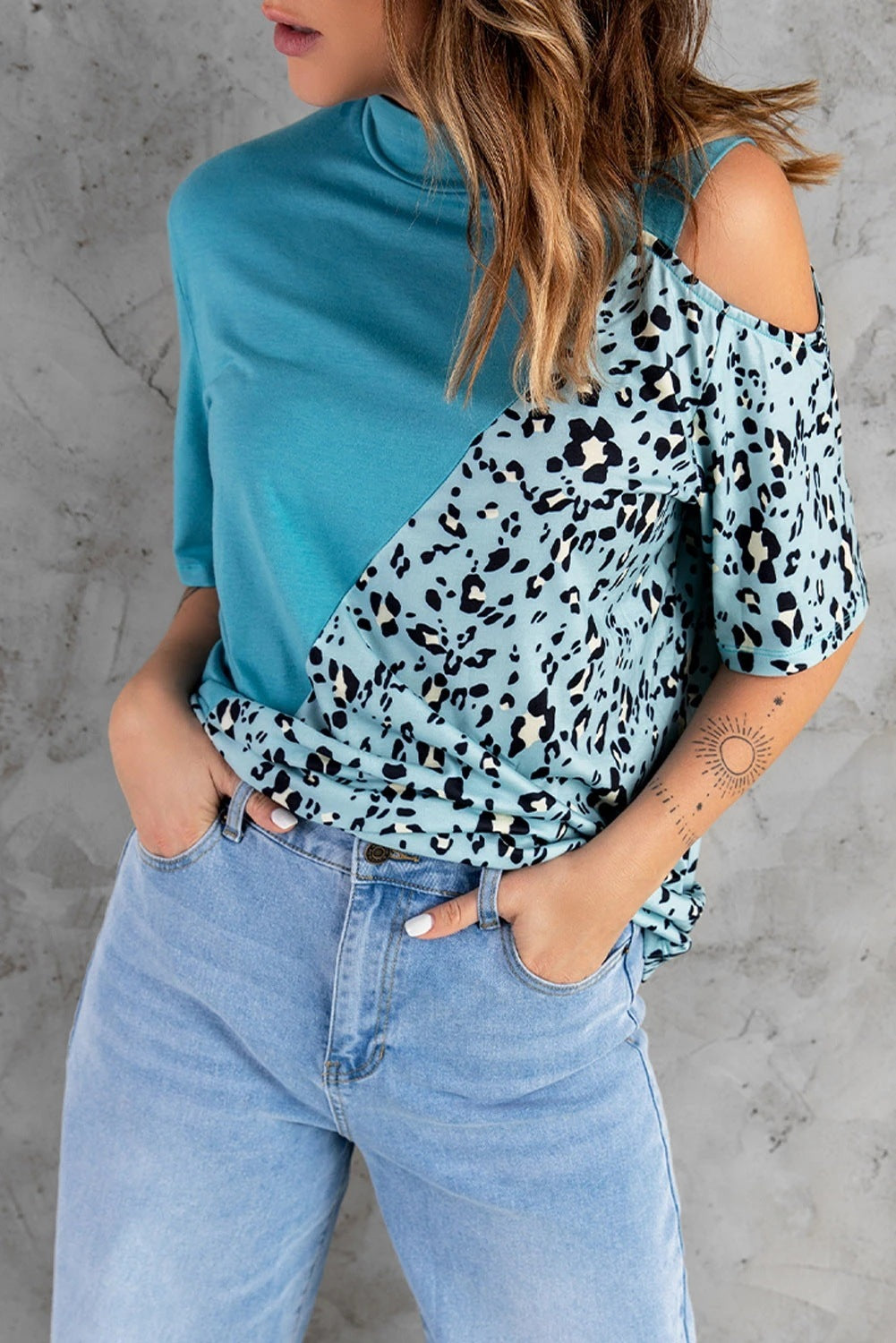 Crew Neck T-Shirt Women's Print Leopard Casual Short Sleeve Top