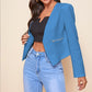 Long Sleeve Cardigan Zipper Pocket Jacket Top Small Suit