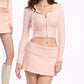 Spring And Autumn Sweater Casual Suit Zipper Hooded Sweatshirt Top Twist Waist Folding Woolen Skirt