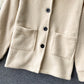 Lamb Wool Jacket Lady With High Collar Button