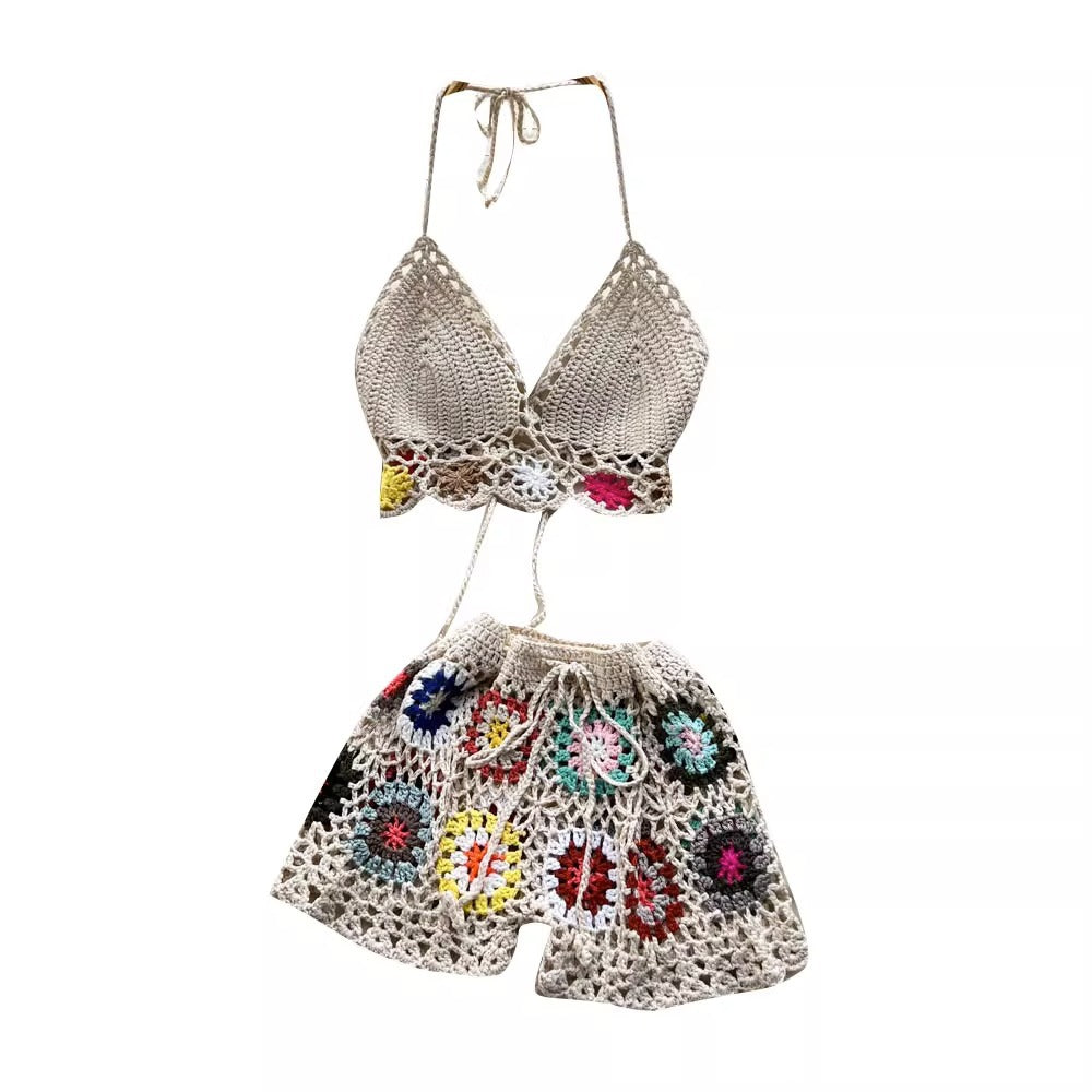 Summer New Bikini Vacation Travel Knitted Hollow Suit