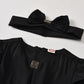 Ensemble deux pièces pour fille, col rond, couleur unie, fermeture éclair, manches longues, bandeau, été 