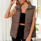 Gilet sans manches en coton rembourré thermique à col montant pour femme
