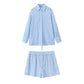 Striped Lapel Long Sleeve Short Casual Pants Suit Women