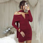 Womens Sexy Off-shoulder Strapless Long-sleeve Dress