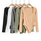 Square Neck Long Sleeve Skinny Slim Bodysuit