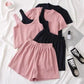 Women's Short-sleeved Student Three-piece Set Wide-leg Shorts