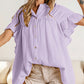 Women's Fashion Stand Collar Ruffled Sleeve Peplum Top