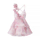 New Summer Three-dimensional Flower Waist Trimming Short Sling Dress