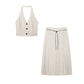 Linen Hanging Collar Top Midi Dress