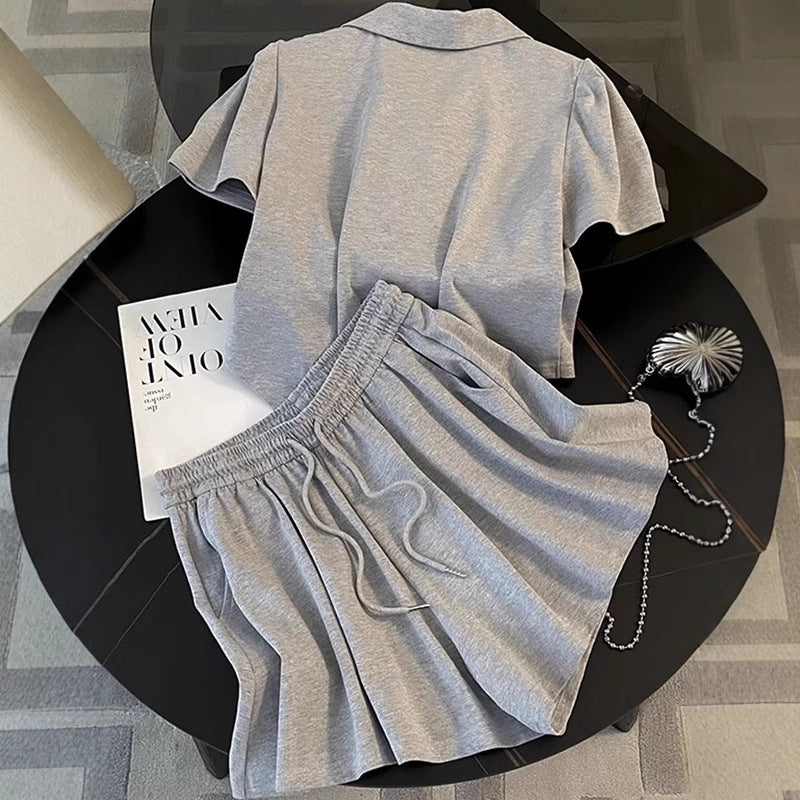 Playful And Lively Wide-leg Shorts Two-piece Set