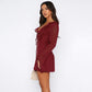 Robe sexy à volants, col en V, lacets, manches longues, jupe tendance Y2K, robes courtes slim couvrant les hanches pour femmes