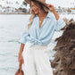 Women's Fashion Polo Collar Pocket Candy Color Shirt Top