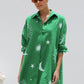 Women's Fashionable Loose Casual Cardigan Dress With Print And Lapel