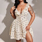 Deep V-neck Backless Polka-Dot Halter Strap Dress