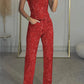 Off-the-shoulder Shiny Vest Diamond Trousers Suit
