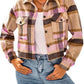 Lapel Pocket Fashion Casual Short Women's Plaid Coat