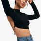 Crop top uni à nouer et dos nu avec ourlet incurvé