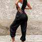 Cotton And Linen Back Strap Buckle Multi-pocket Workwear Jumpsuit