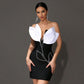 Black One-shoulder Sleeveless Flower Bandage Dress